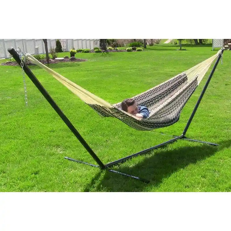 Sunnydaze XXL Thick Cord Mayan Hammock & Hammock Stand