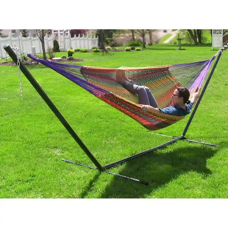 Sunnydaze XXL Thick Cord Mayan Hammock & Hammock Stand