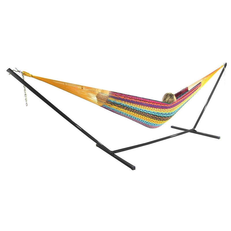 Sunnydaze XXL Thick Cord Mayan Hammock & Hammock Stand