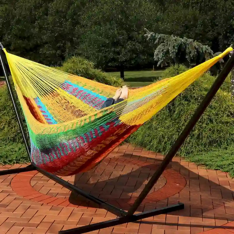 Sunnydaze XXL Thick Cord Mayan Hammock & Hammock Stand