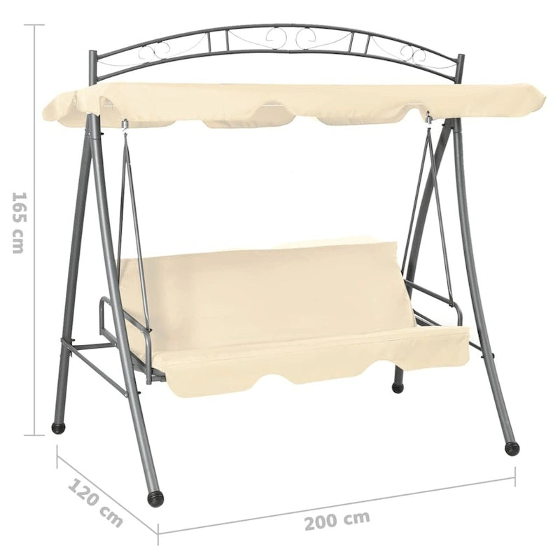 vidaXL Patio Swing Chair Outdoor Bench with Canopy and Cushion Swing Seat