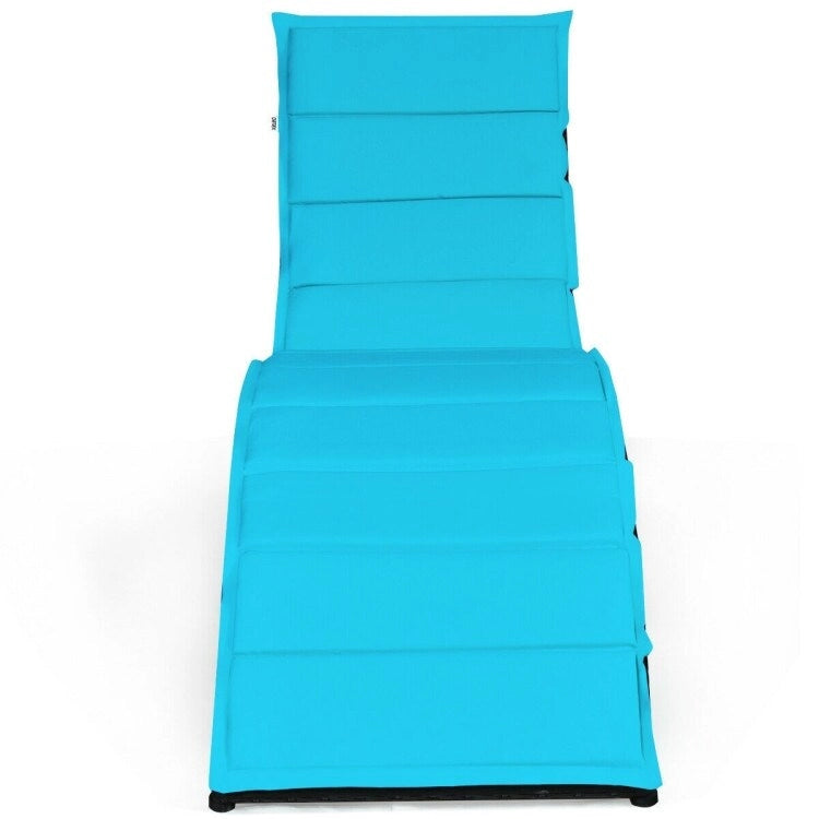 Folding Patio Rattan Portable Lounge Chair Chaise with Cushion - 64  x 25  x 37  (L x W x H)