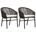vidaXL Patio Chairs 2 Pcs Wicker Patio Dining Chair with Cushion PE Rattan