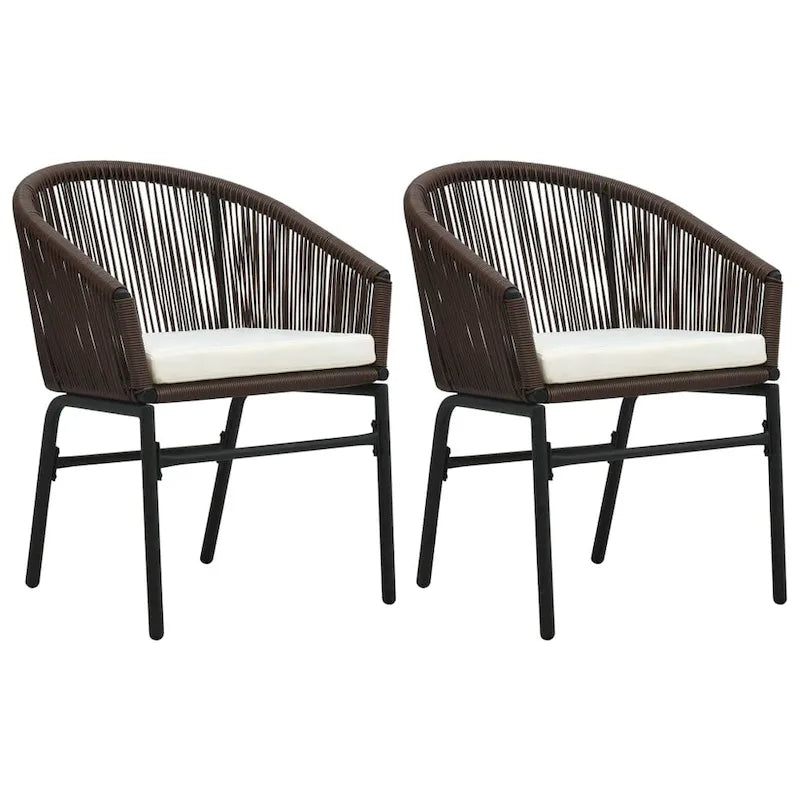 vidaXL Patio Chairs 2 Pcs Wicker Patio Dining Chair with Cushion PE Rattan