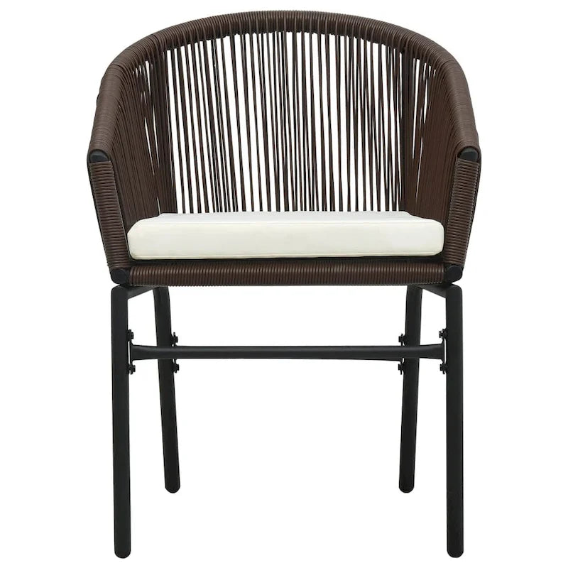 vidaXL Patio Chairs 2 Pcs Wicker Patio Dining Chair with Cushion PE Rattan
