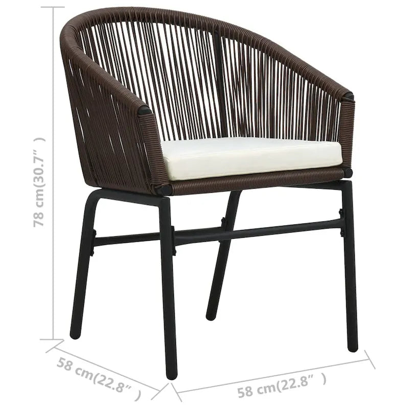 vidaXL Patio Chairs 2 Pcs Wicker Patio Dining Chair with Cushion PE Rattan