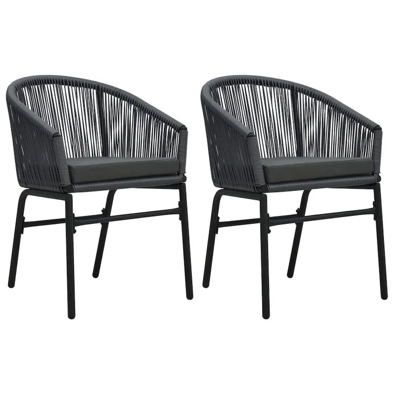 vidaXL Patio Chairs 2 Pcs Wicker Patio Dining Chair with Cushion PE Rattan