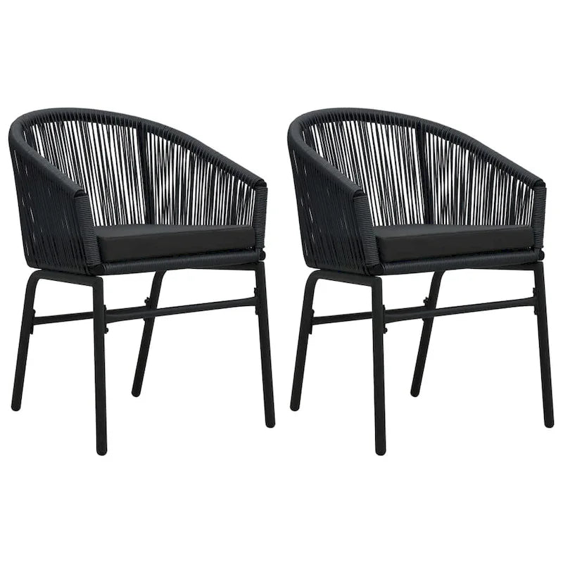vidaXL Patio Chairs 2 Pcs Wicker Patio Dining Chair with Cushion PE Rattan
