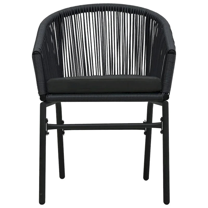 vidaXL Patio Chairs 2 Pcs Wicker Patio Dining Chair with Cushion PE Rattan