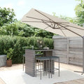 vidaXL 5 Piece Patio Bar Set with Cushions Black Poly Rattan - 15  x 15  x 29.9