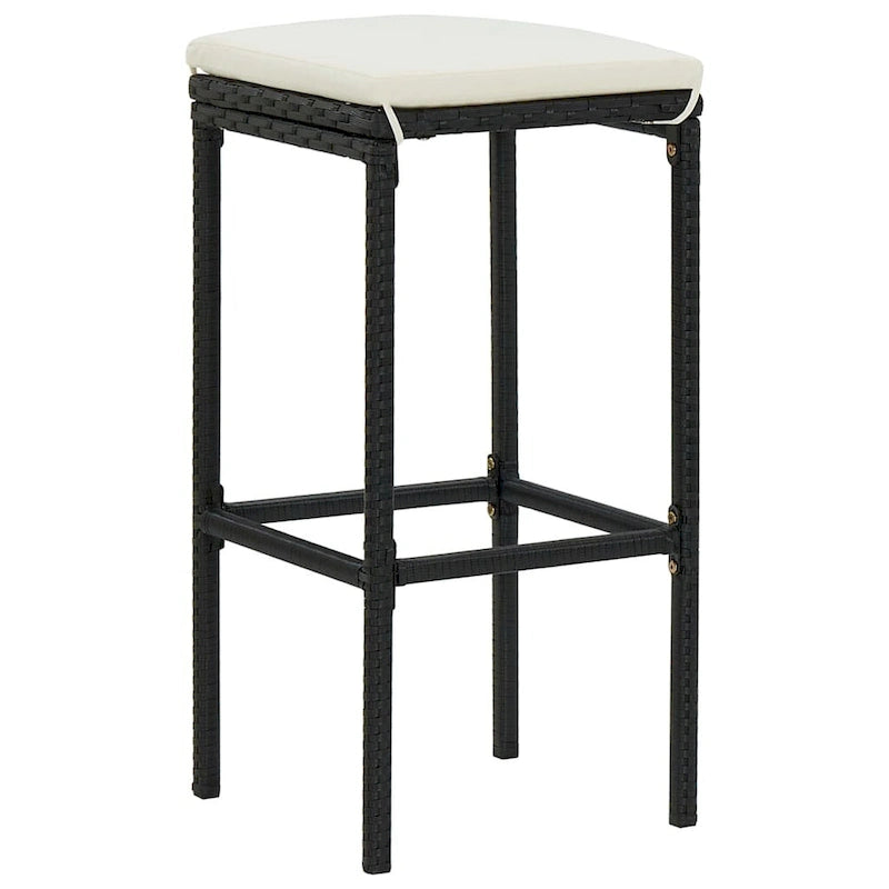 vidaXL 5 Piece Patio Bar Set with Cushions Black Poly Rattan - 15  x 15  x 29.9