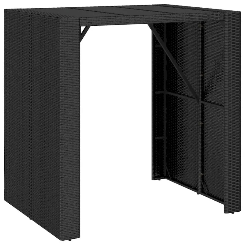 vidaXL 5 Piece Patio Bar Set with Cushions Black Poly Rattan - 15  x 15  x 29.9