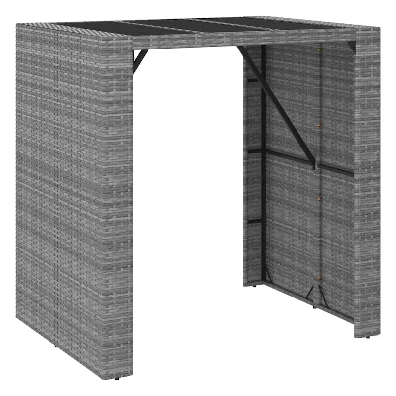 vidaXL 5 Piece Patio Bar Set with Cushions Black Poly Rattan - 15  x 15  x 29.9