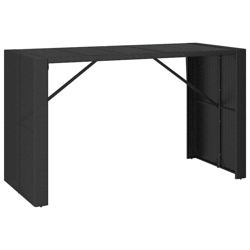 vidaXL 5 Piece Patio Bar Set with Cushions Black Poly Rattan - 15  x 15  x 29.9
