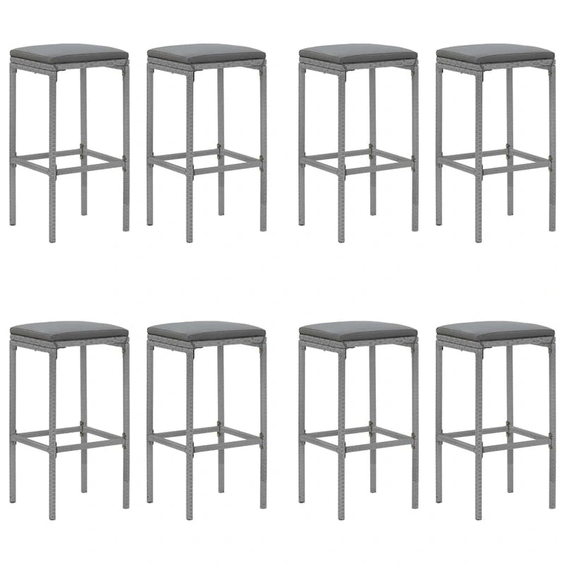 vidaXL 5 Piece Patio Bar Set with Cushions Black Poly Rattan - 15  x 15  x 29.9