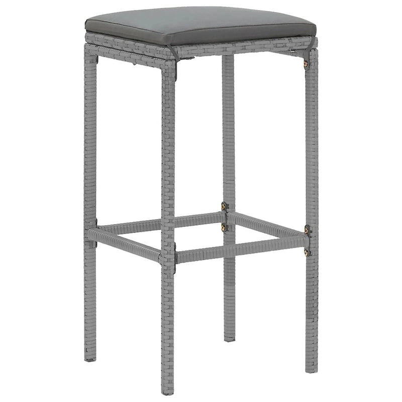 vidaXL 5 Piece Patio Bar Set with Cushions Black Poly Rattan - 15  x 15  x 29.9