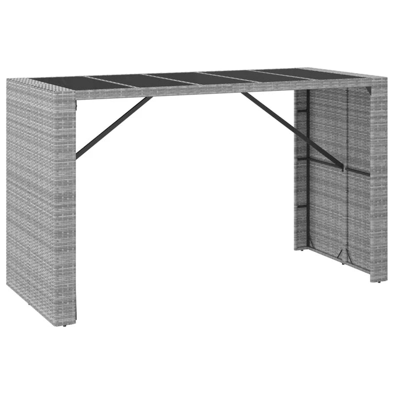 vidaXL 5 Piece Patio Bar Set with Cushions Black Poly Rattan - 15  x 15  x 29.9
