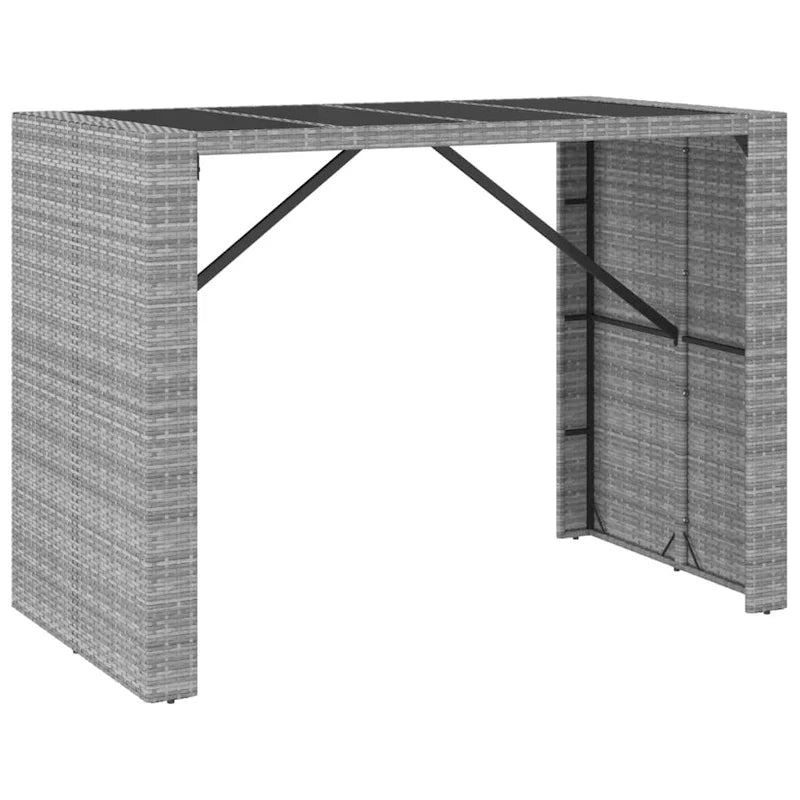 vidaXL 5 Piece Patio Bar Set with Cushions Black Poly Rattan - 15  x 15  x 29.9