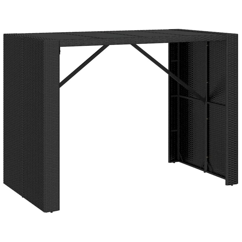 vidaXL 5 Piece Patio Bar Set with Cushions Black Poly Rattan - 15  x 15  x 29.9