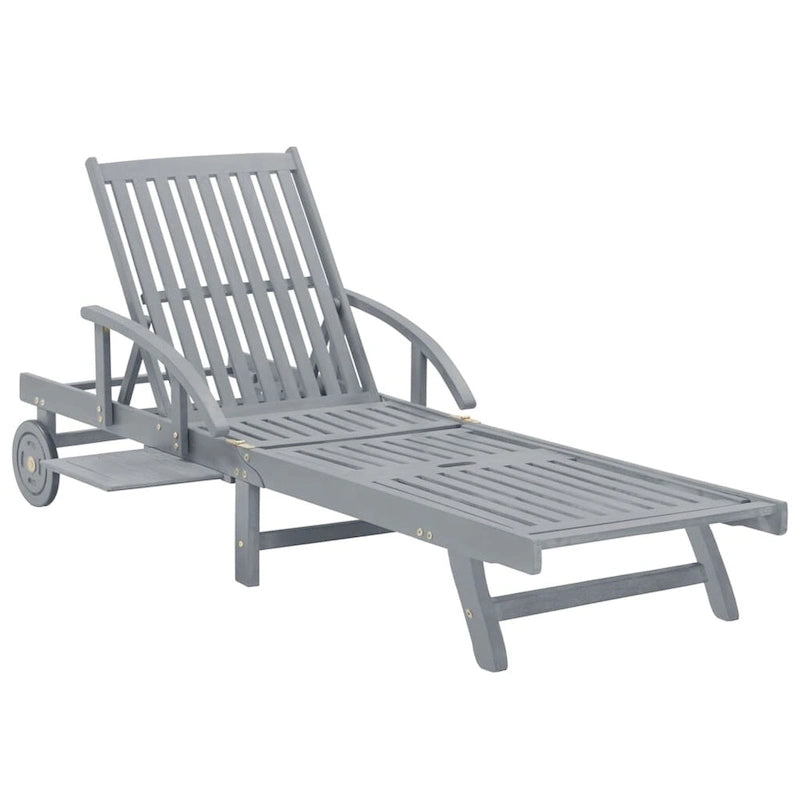 vidaXL Patio Sun Lounger with Cushion Solid Acacia Wood - 78.7  x 26.8  x 11.8