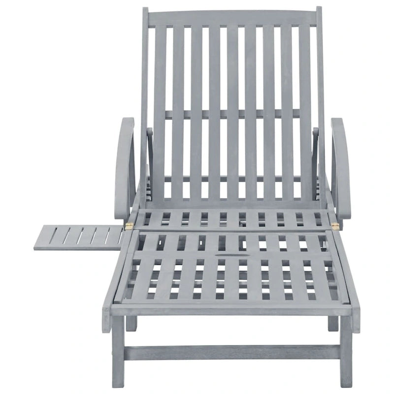 vidaXL Patio Sun Lounger with Cushion Solid Acacia Wood - 78.7  x 26.8  x 11.8