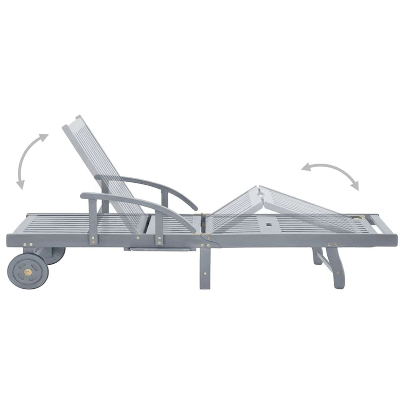 vidaXL Patio Sun Lounger with Cushion Solid Acacia Wood - 78.7  x 26.8  x 11.8