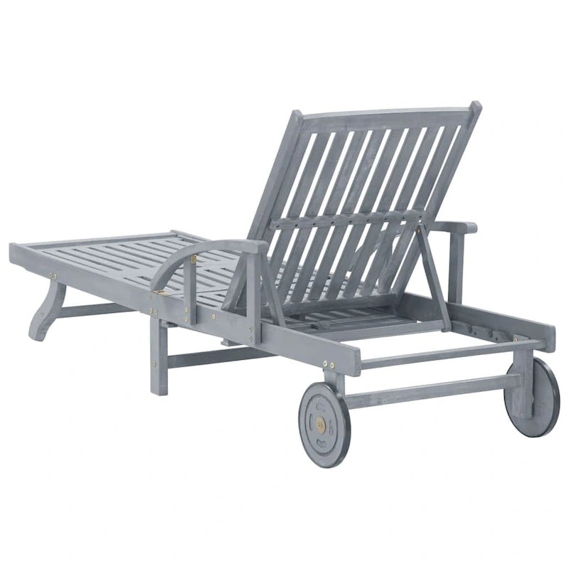 vidaXL Patio Sun Lounger with Cushion Solid Acacia Wood - 78.7  x 26.8  x 11.8