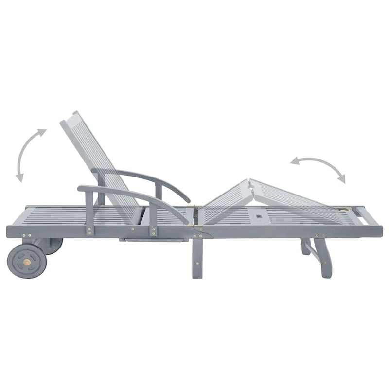 vidaXL Patio Sun Lounger with Cushion Solid Acacia Wood - 78.7  x 26.8  x 11.8