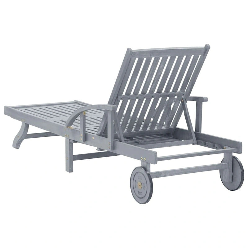vidaXL Patio Sun Lounger with Cushion Solid Acacia Wood - 78.7  x 26.8  x 11.8