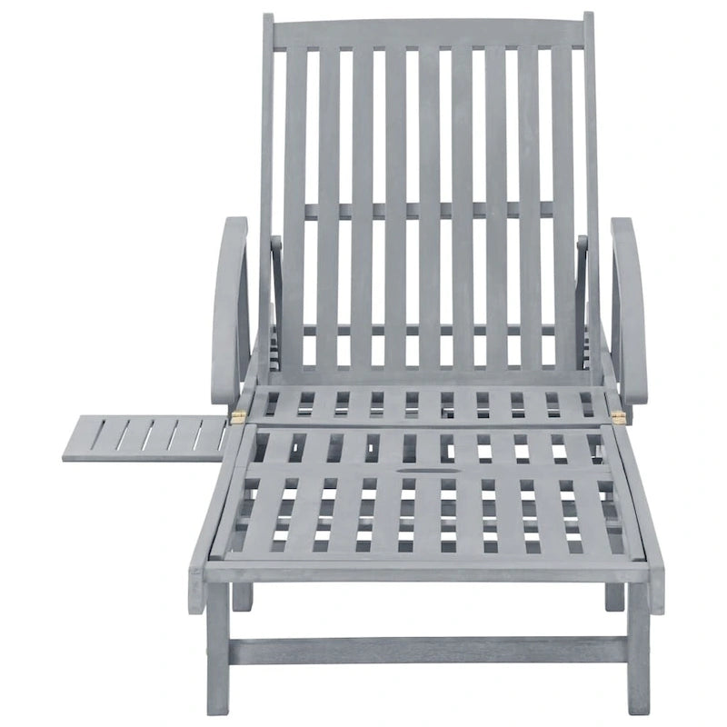 vidaXL Patio Sun Lounger with Cushion Solid Acacia Wood - 78.7  x 26.8  x 11.8