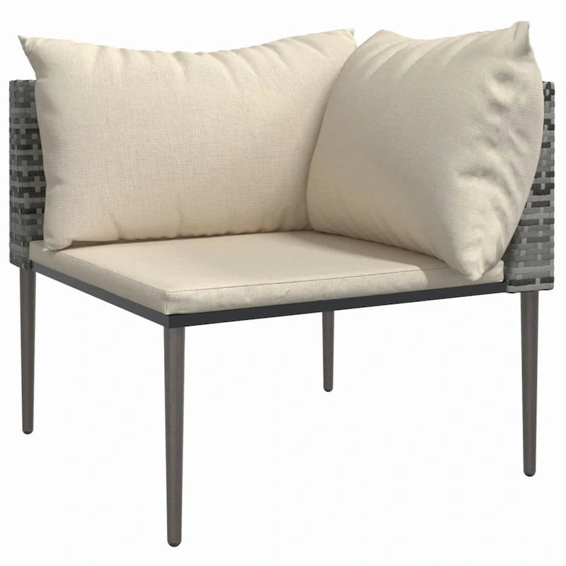 vidaXL 6 Piece Patio Lounge Set with Cushions Gray Poly Rattan