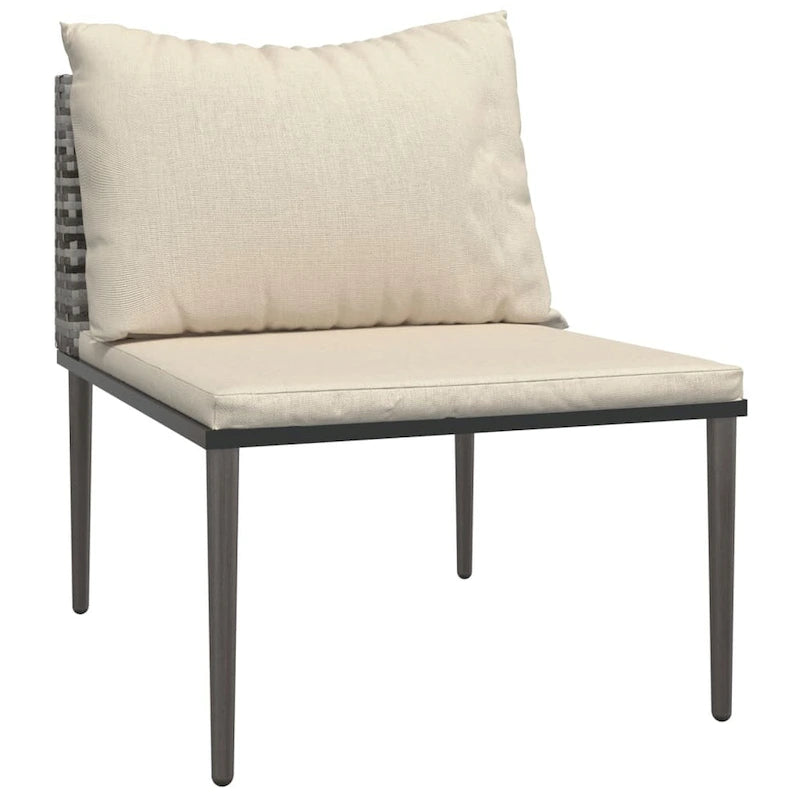 vidaXL 6 Piece Patio Lounge Set with Cushions Gray Poly Rattan