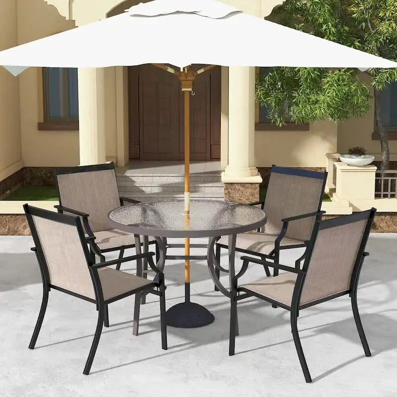 4 Piece Patio Dining Chairs Large Outdoor Chairs with Breathable Seat and Metal Frame - 26  x 24  x 35.5