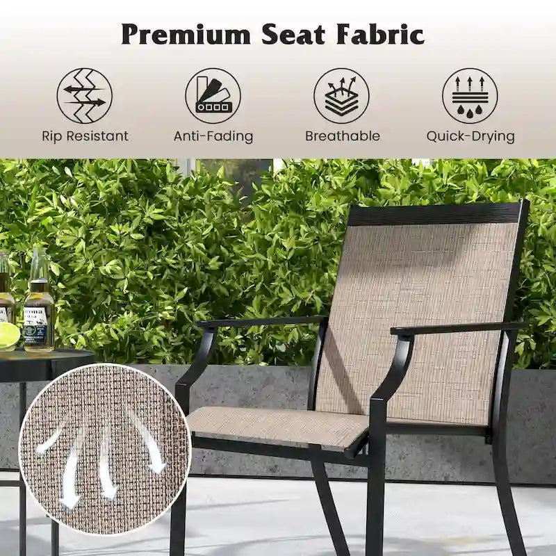 4 Piece Patio Dining Chairs Large Outdoor Chairs with Breathable Seat and Metal Frame - 26  x 24  x 35.5