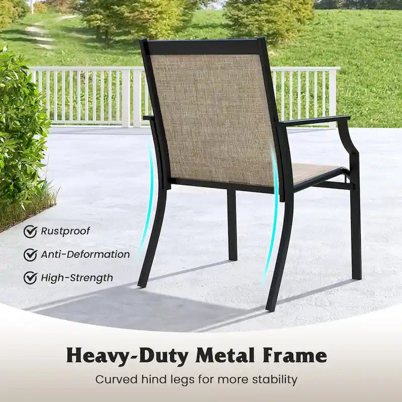 4 Piece Patio Dining Chairs Large Outdoor Chairs with Breathable Seat and Metal Frame - 26  x 24  x 35.5
