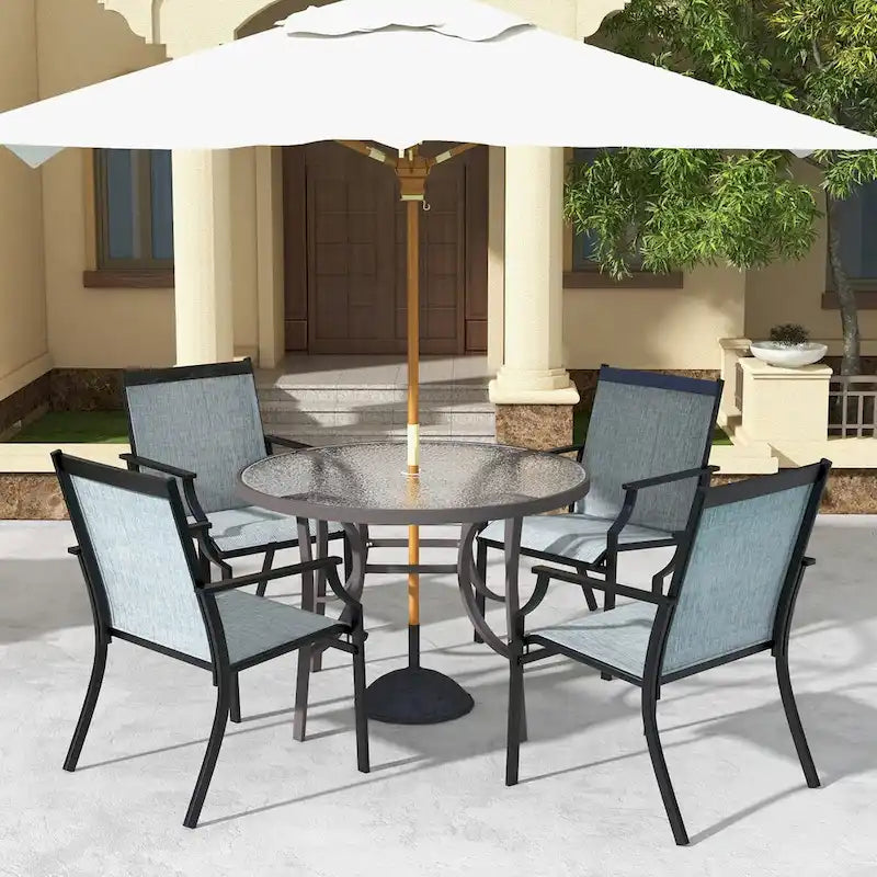 4 Piece Patio Dining Chairs Large Outdoor Chairs with Breathable Seat and Metal Frame - 26  x 24  x 35.5