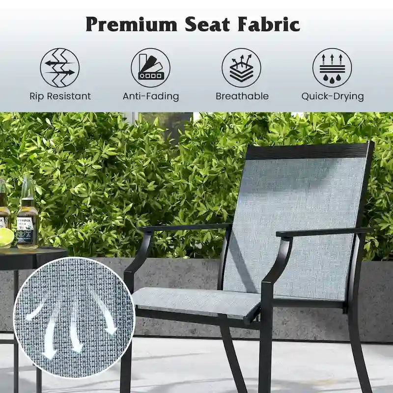 4 Piece Patio Dining Chairs Large Outdoor Chairs with Breathable Seat and Metal Frame - 26  x 24  x 35.5