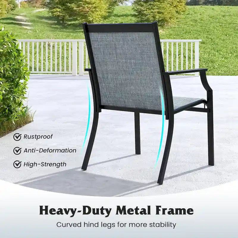 4 Piece Patio Dining Chairs Large Outdoor Chairs with Breathable Seat and Metal Frame - 26  x 24  x 35.5