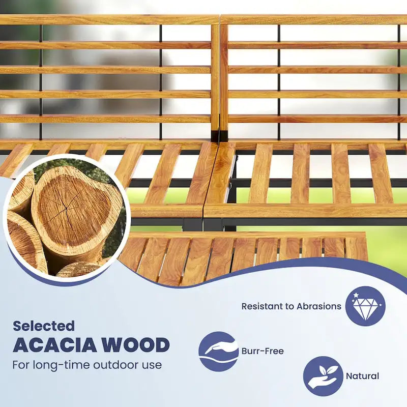 Costway 6pcs Patio Acacia Wood Conversation Sofa Seat Set Ottomans - See Details