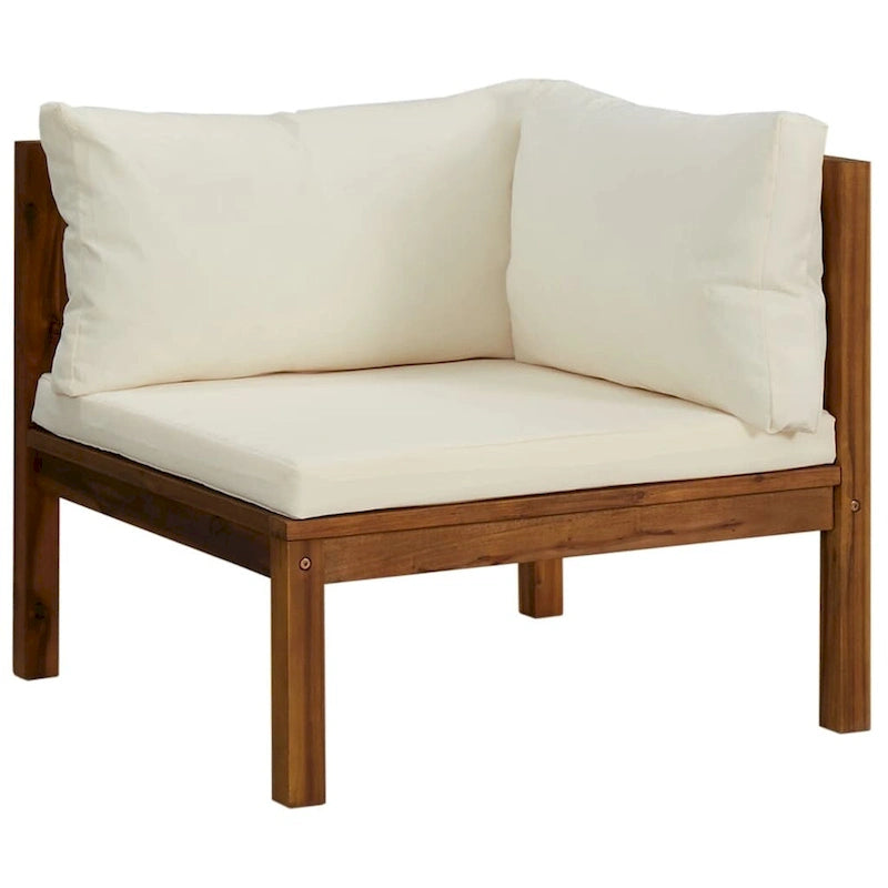 vidaXL Corner Sofas 2 pcs with Cream White Cushions Solid Acacia Wood - 27.2  x 27.2  x 24.6