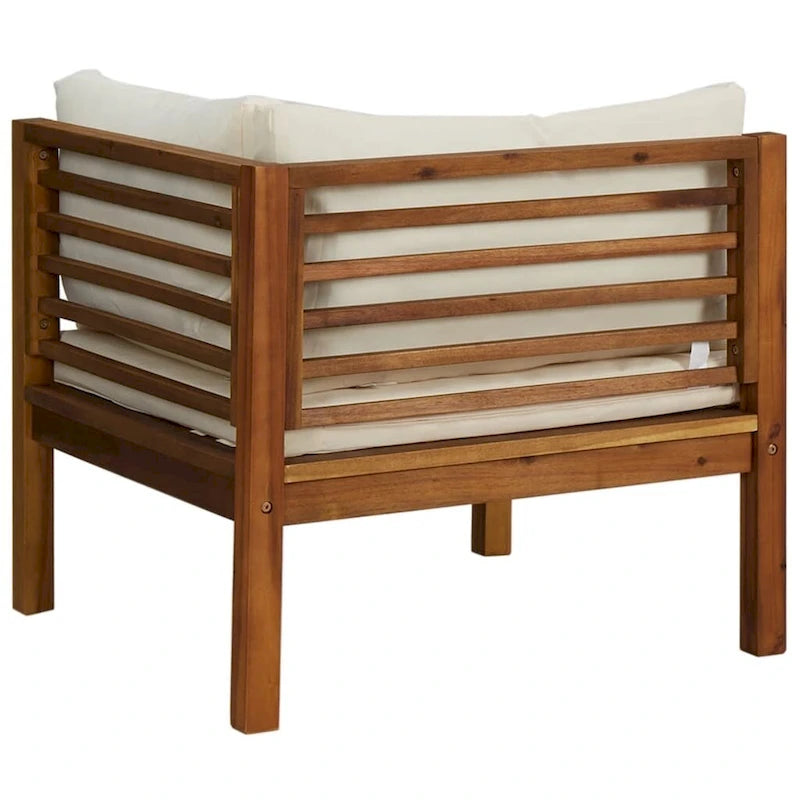 vidaXL Corner Sofas 2 pcs with Cream White Cushions Solid Acacia Wood - 27.2  x 27.2  x 24.6