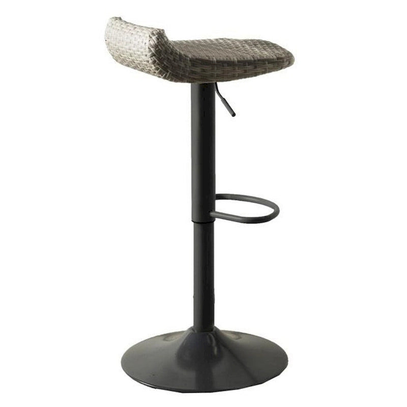 Max 34 Inch Outdoor Barstool, Black Resin Woven Wicker, Foldable, Set of 2
