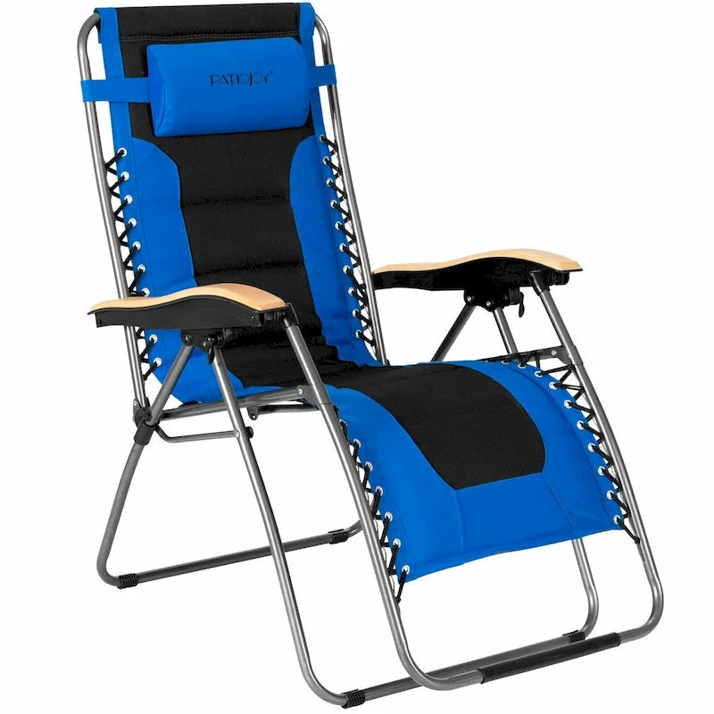 Oversize Folding Adjustable Padded Zero Gravity Lounge Chair - 29.5  x 29  - 63  x 33  - 44.5  (L x W x H)