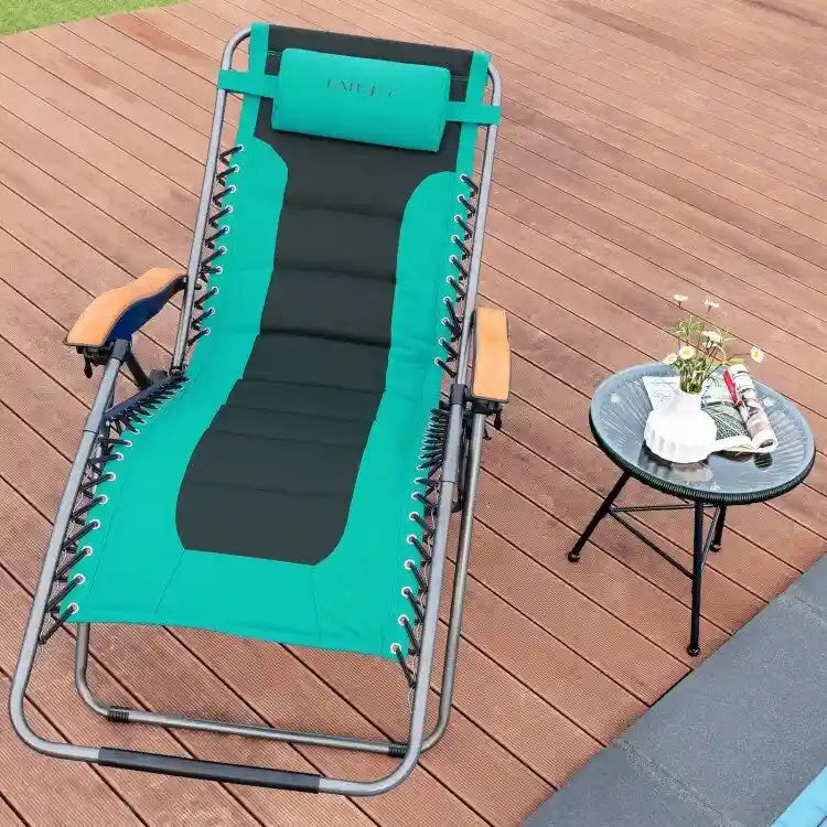 Oversize Folding Adjustable Padded Zero Gravity Lounge Chair - 29.5  x 29  - 63  x 33  - 44.5  (L x W x H)