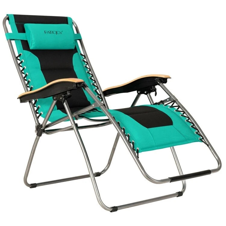 Oversize Folding Adjustable Padded Zero Gravity Lounge Chair - 29.5  x 29  - 63  x 33  - 44.5  (L x W x H)