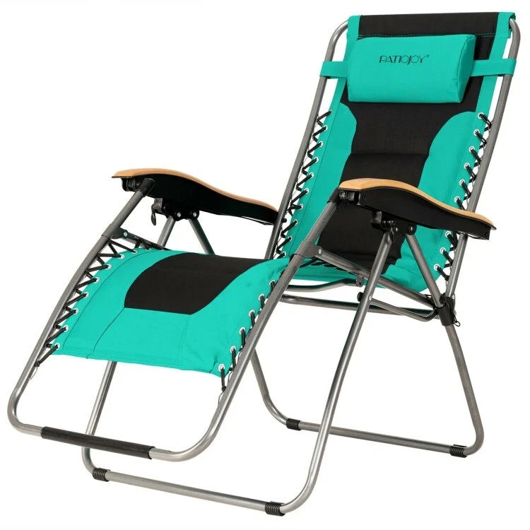 Oversize Folding Adjustable Padded Zero Gravity Lounge Chair - 29.5  x 29  - 63  x 33  - 44.5  (L x W x H)