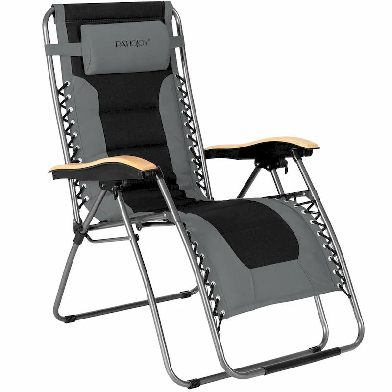Oversize Folding Adjustable Padded Zero Gravity Lounge Chair - 29.5  x 29  - 63  x 33  - 44.5  (L x W x H)