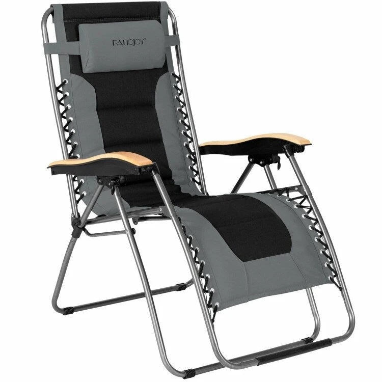 Oversize Folding Adjustable Padded Zero Gravity Lounge Chair - 29.5  x 29  - 63  x 33  - 44.5  (L x W x H)