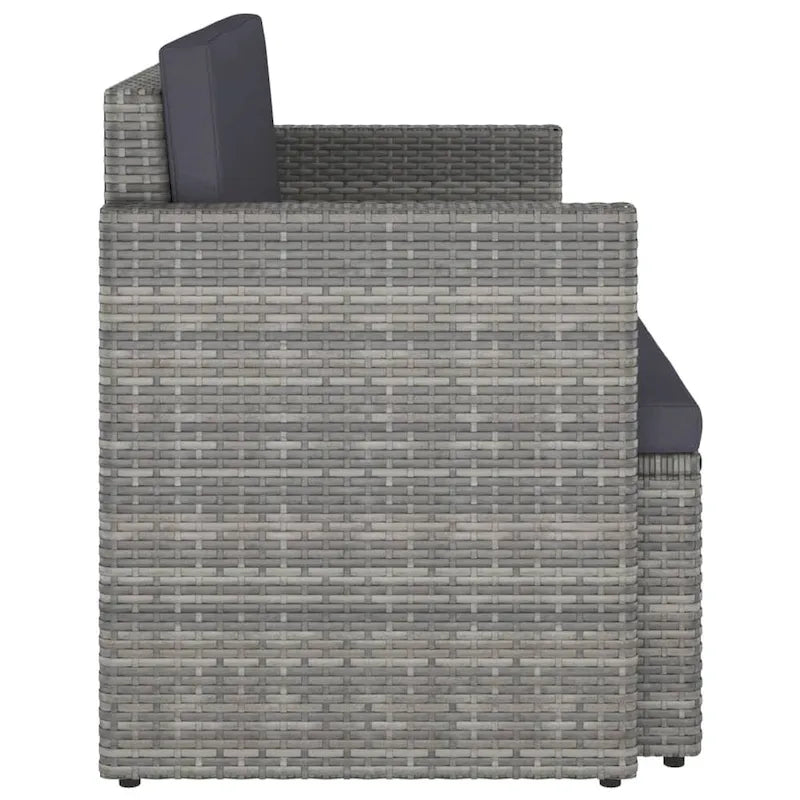 vidaXL 2 Seater Sofa Couch with Cushions Patio Wicker Love Seat PE Rattan