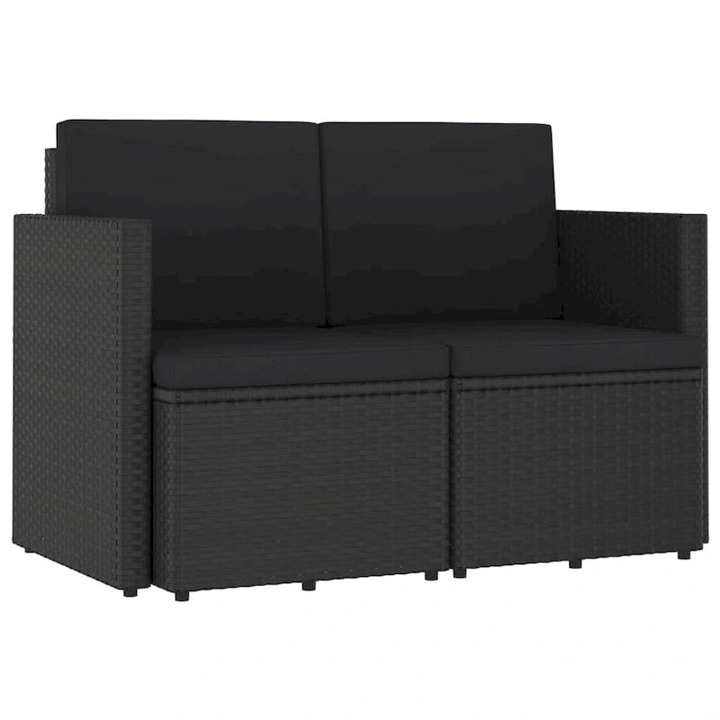 vidaXL 2 Seater Sofa Couch with Cushions Patio Wicker Love Seat PE Rattan